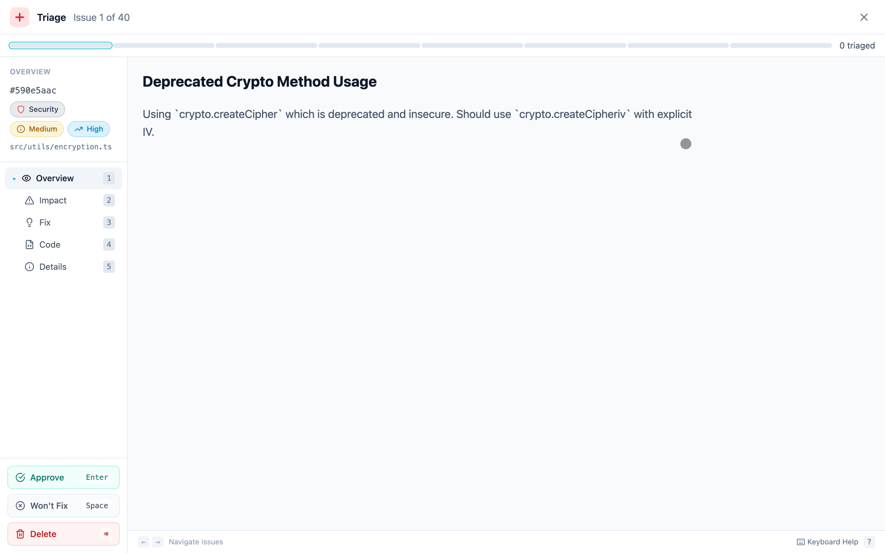 VibeRails widescreen triage mode with code context